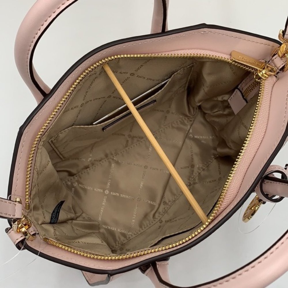 Michael Kors Avril Small Leather Top-Zip Satchel Powder Blush color - Picture 13 of 16